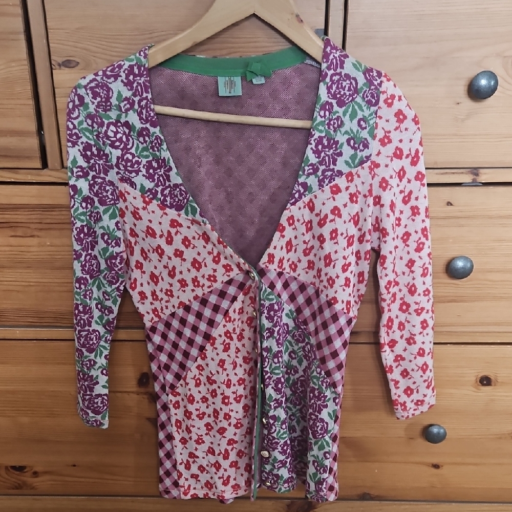 Anthropologie HRW Floral Patchwork Cardigan